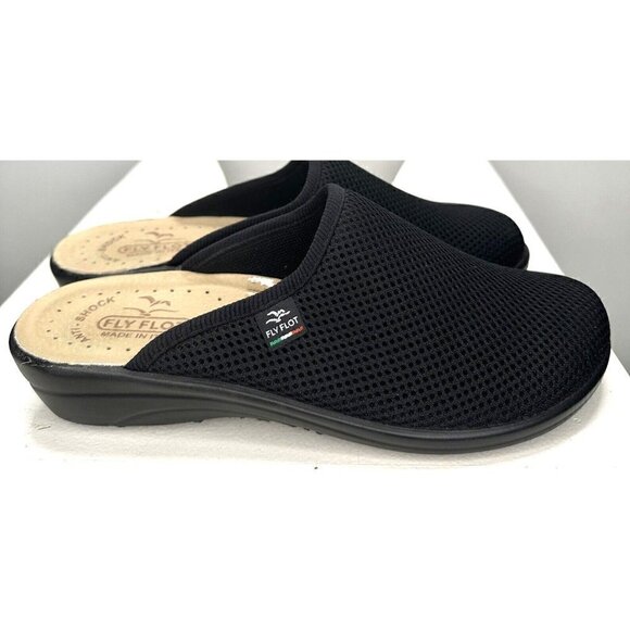 Fly Flot Slip On Shoes Clog Fabric Mesh Upper Leather Inner Black EU 39 US 8 - Picture 6 of 14